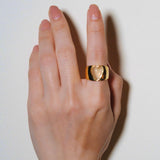 (レモンクオーツ/gold) long heart rough ring