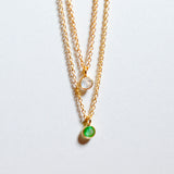 (レインボームーンストーン/gold-silver) birth pinky necklace【6月誕生石】