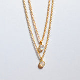 (レインボームーンストーン/gold-silver) birth pinky necklace【6月誕生石】