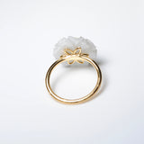 (レインボームーンストーン&ペリドット) flower carving ring