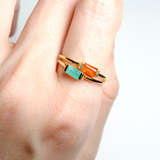 (アマゾナイト/gold) mini rect boad ring