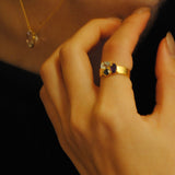 (ロンドンブルートパーズ＿アメジスト＿ブルートパーズ/gold) trio phool ring