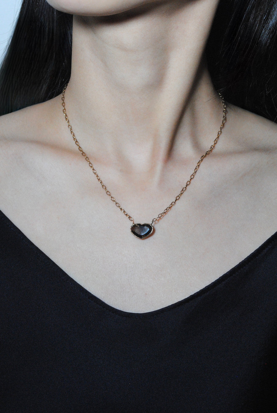 Smoky quartz (gold): Ms.heart necklace