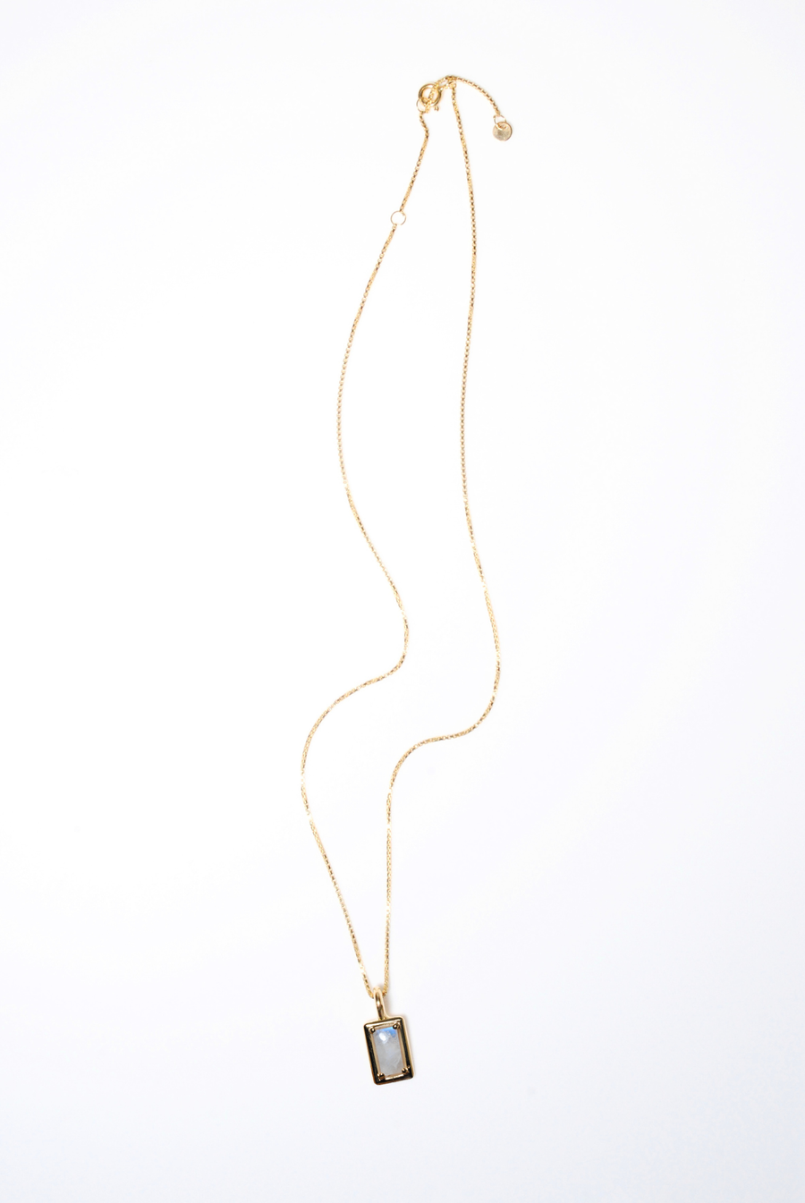 (レインボームーンストーン/gold) rope around-rect- necklace