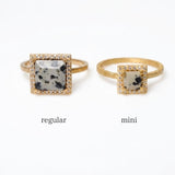 (ダルメシアンジャスパー/gold) mini frame pave ring