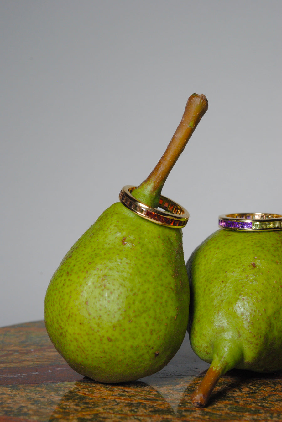 (Peridot &amp; Amethyst/GOLD) Bi-Color 3-Way Square Eternity Ring