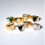 (ブラックオニキス/silver) long heart rough ring