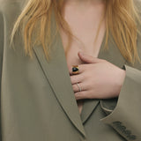 (ブラックオニキス/silver) long heart rough ring