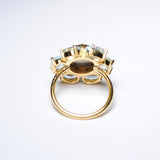 (ブルートパーズ&スモーキークオーツ/gold) camellia ring