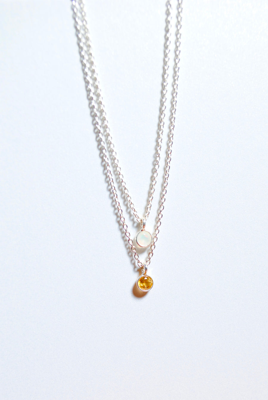 (シトリン/gold-silver) birth pinky necklace【11月誕生石】