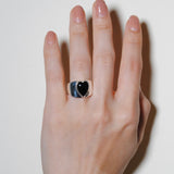 (ブラックオニキス/silver) long heart rough ring