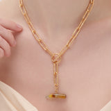 (モンタナアゲート/gold) 4way horn mantel chain  necklace