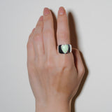 (Lemon chrysoprase/silver) long heart rough ring