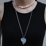 (マザーオブパール_クリスタル/silver) shell heart  necklace