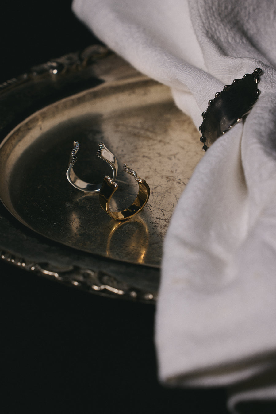 (モアサナイト/silver) curvy form pave ring