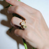(プレナイト/gold) hemisphere bril oval ring