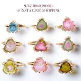 【7th anniversary limited】1点もの(ウォーターメロントルマリン/gold) water tour diamond ring/