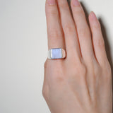 (Blue lace/silver) unisex block ring
