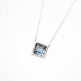 (ミントフローライト/ silver) frame pave necklace