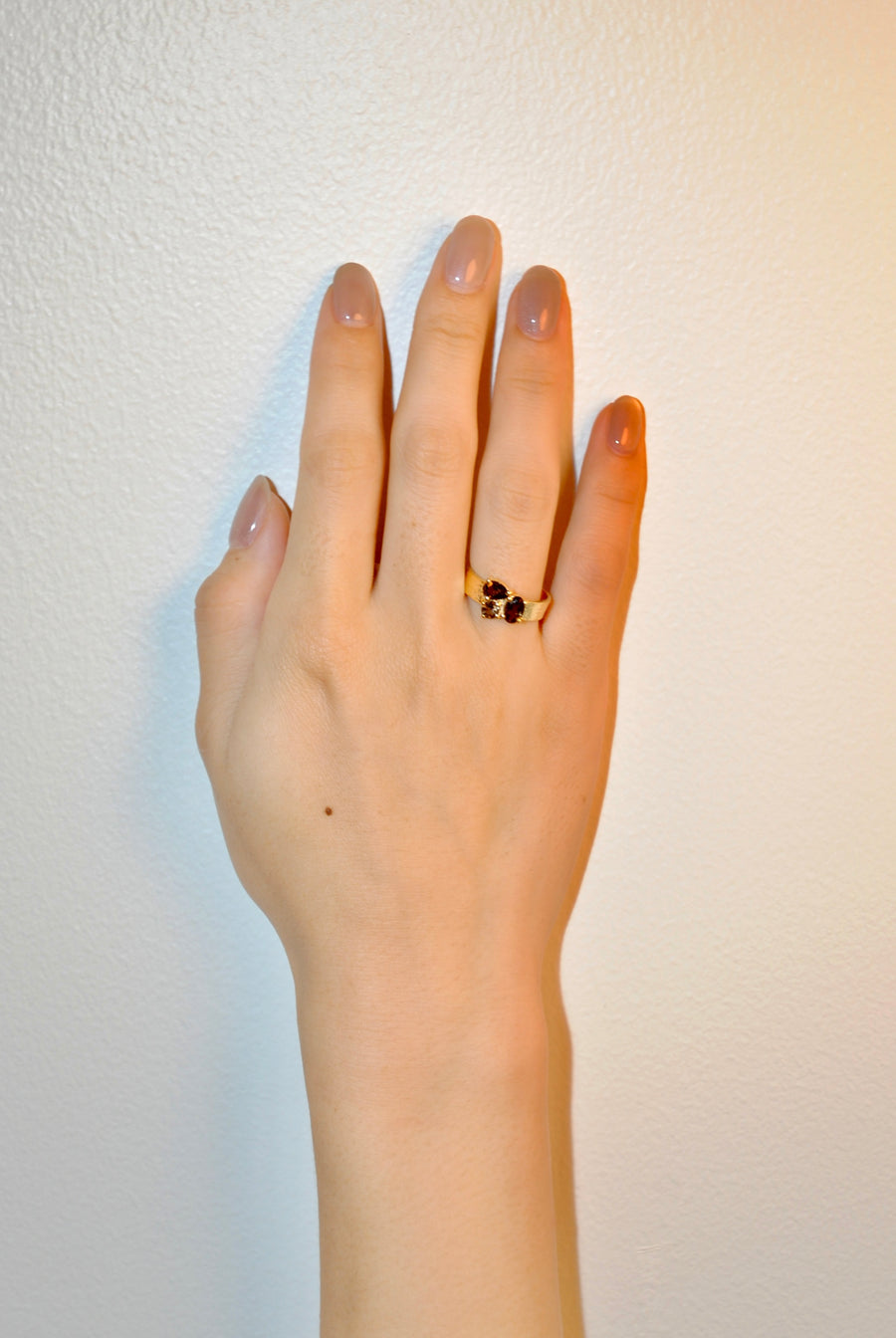 (スモーキークオーツ/gold) trio phool ring