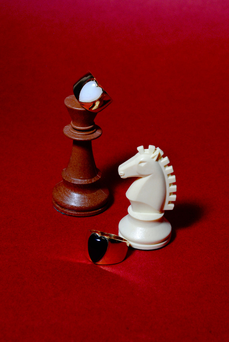 (マザーオブパール/gold) long heart rough ring