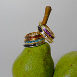 (ブラックオニキス&ホワイトトパーズ/GOLD)bi-color 3way square eternity ring