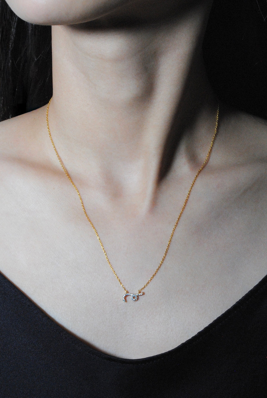 (モアサナイト/gold) mini drawing necklace