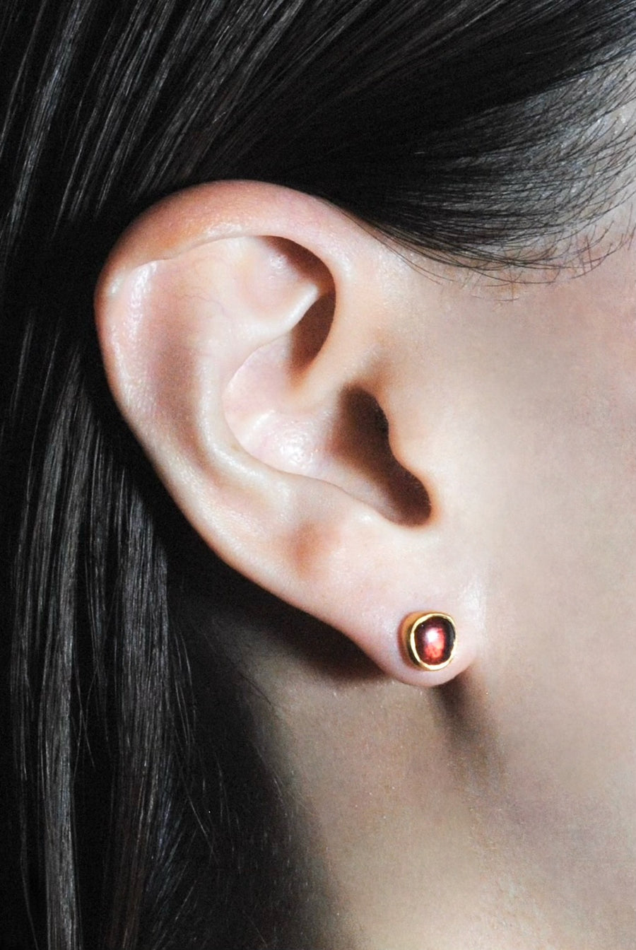 (ガーネット/gold) deformed petit earring
