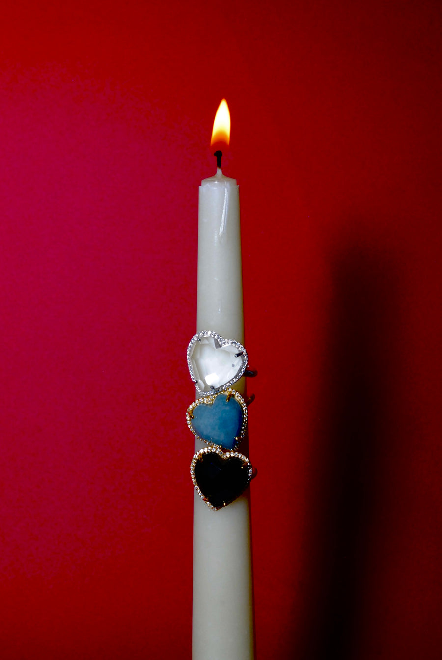 (ミルキーアクアマリン/gold) heart 4 u ring