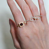 (ガーネット/gold) mini frame pave ring