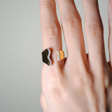 (モアサナイト/gold) curvy form pave ring