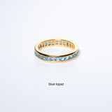 (ブルートパーズ&ロンドンブルートパーズ/gold) bi-color 3way square eternity ring