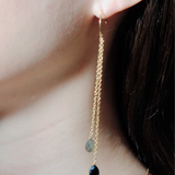 (ラブラドライト&ブラックオニキス/gold) fancy swing earring