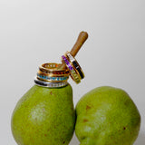 (ブラックオニキス&ホワイトトパーズ/GOLD)bi-color 3way square eternity ring