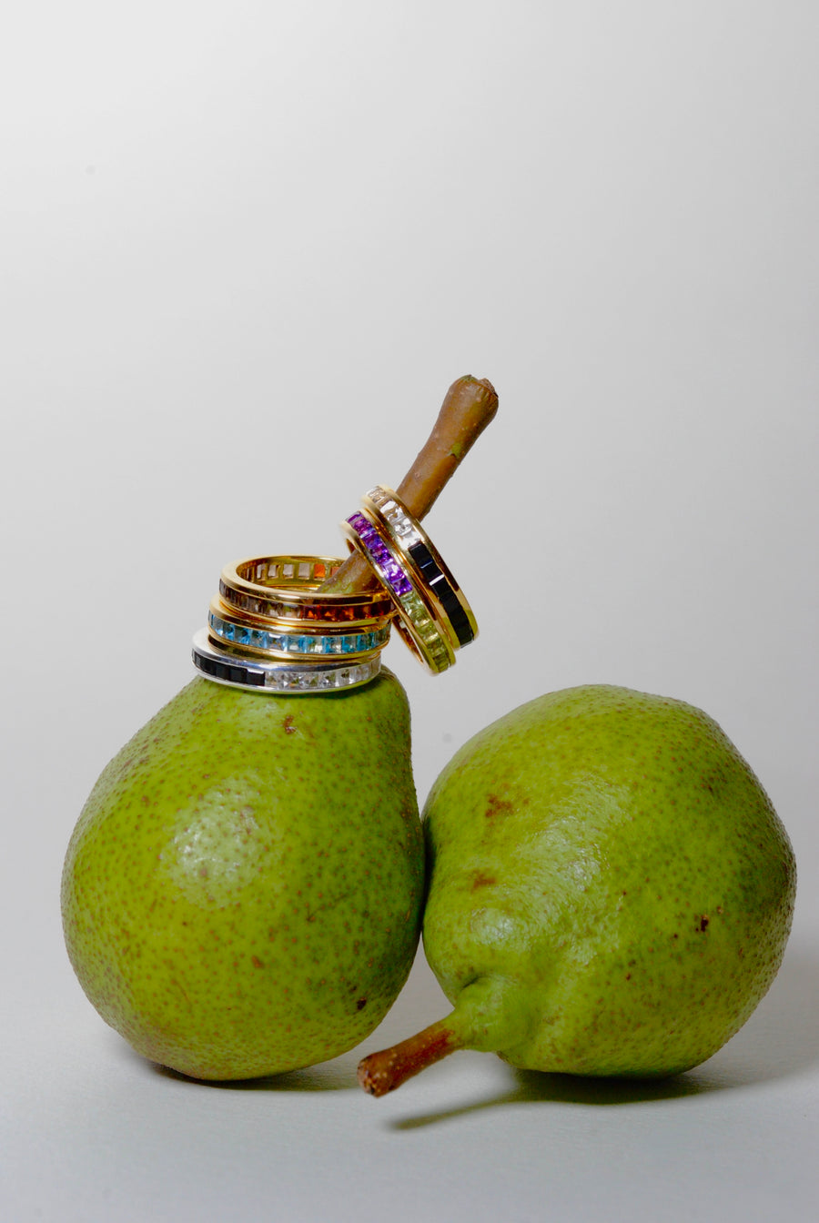 (Peridot &amp; Amethyst/GOLD) Bi-Color 3-Way Square Eternity Ring