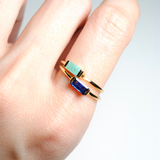 (ブルーサファイア/gold) mini rect boad ring