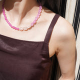 【予約販売】(ローズクオーツ/ピンクジェイド) playful rosary necklace