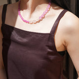 【予約販売】(ローズクオーツ/ピンクジェイド) playful rosary necklace