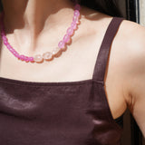 【予約販売】(ローズクオーツ/ピンクジェイド) playful rosary necklace