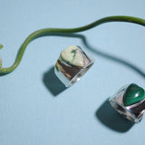 (マラカイト/silver) long heart rough ring