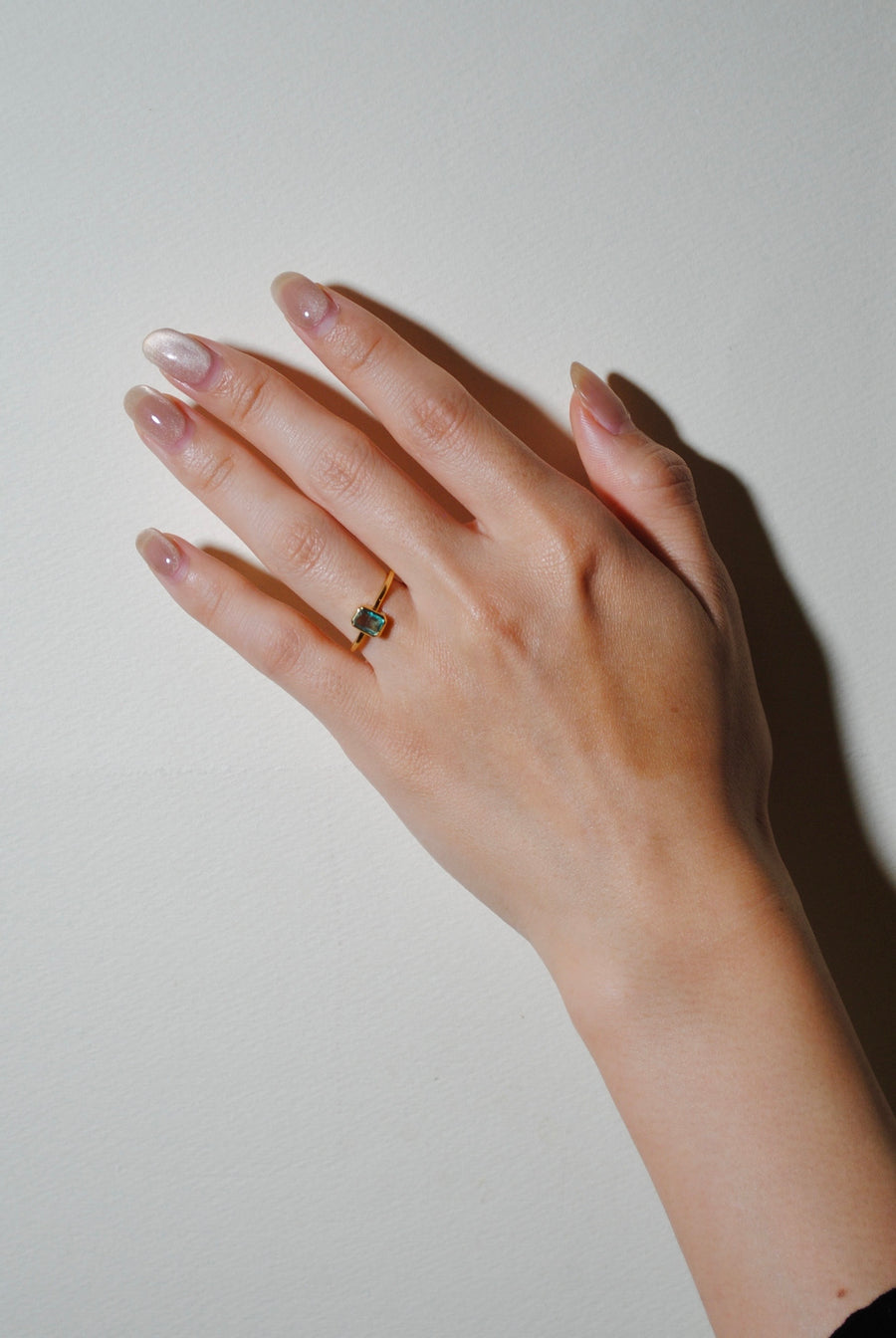(ミントフローライト/gold) rect petit ring