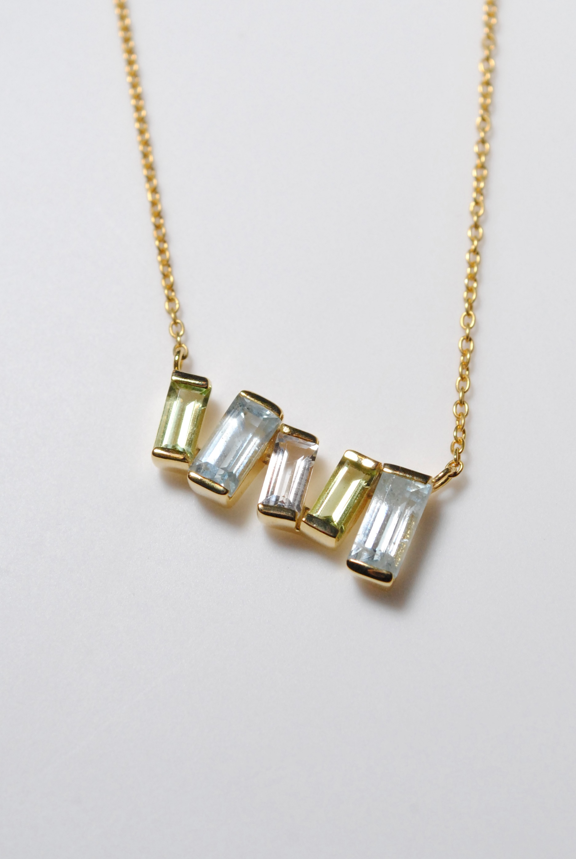 ペリドット&アクアマリン&ホワイトトパーズ/gold) cobble vow necklace