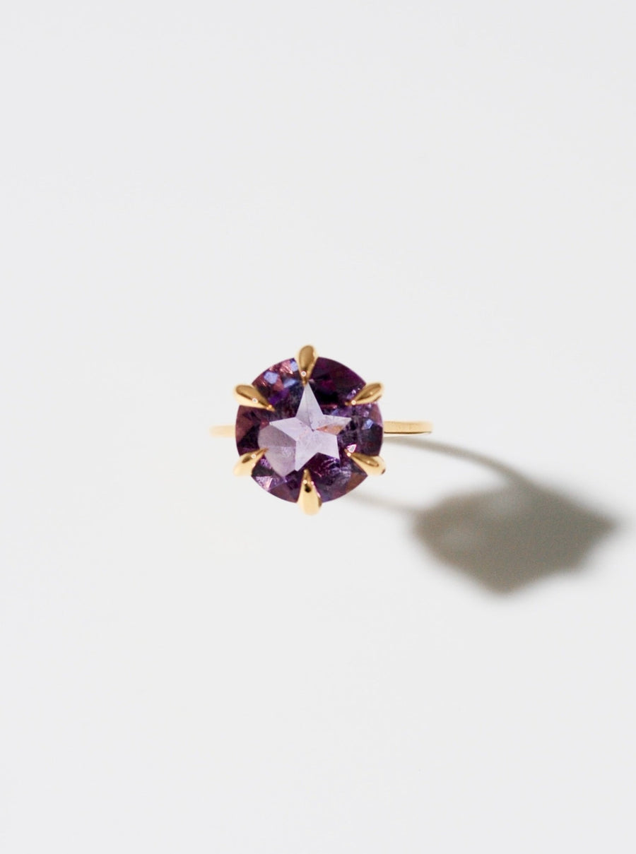 (Pink amethyst/gold) danger star inside ring