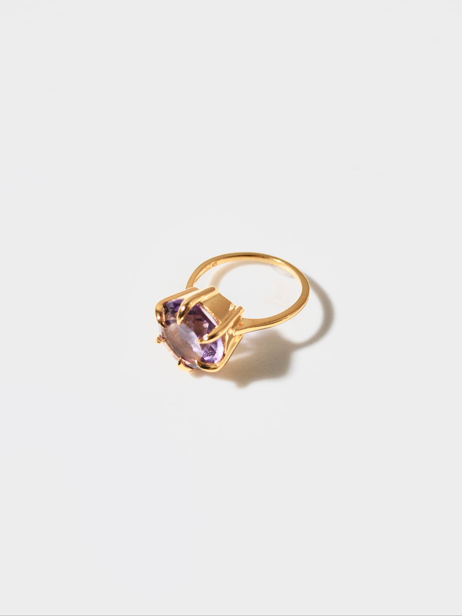 (Pink amethyst/gold) danger star inside ring