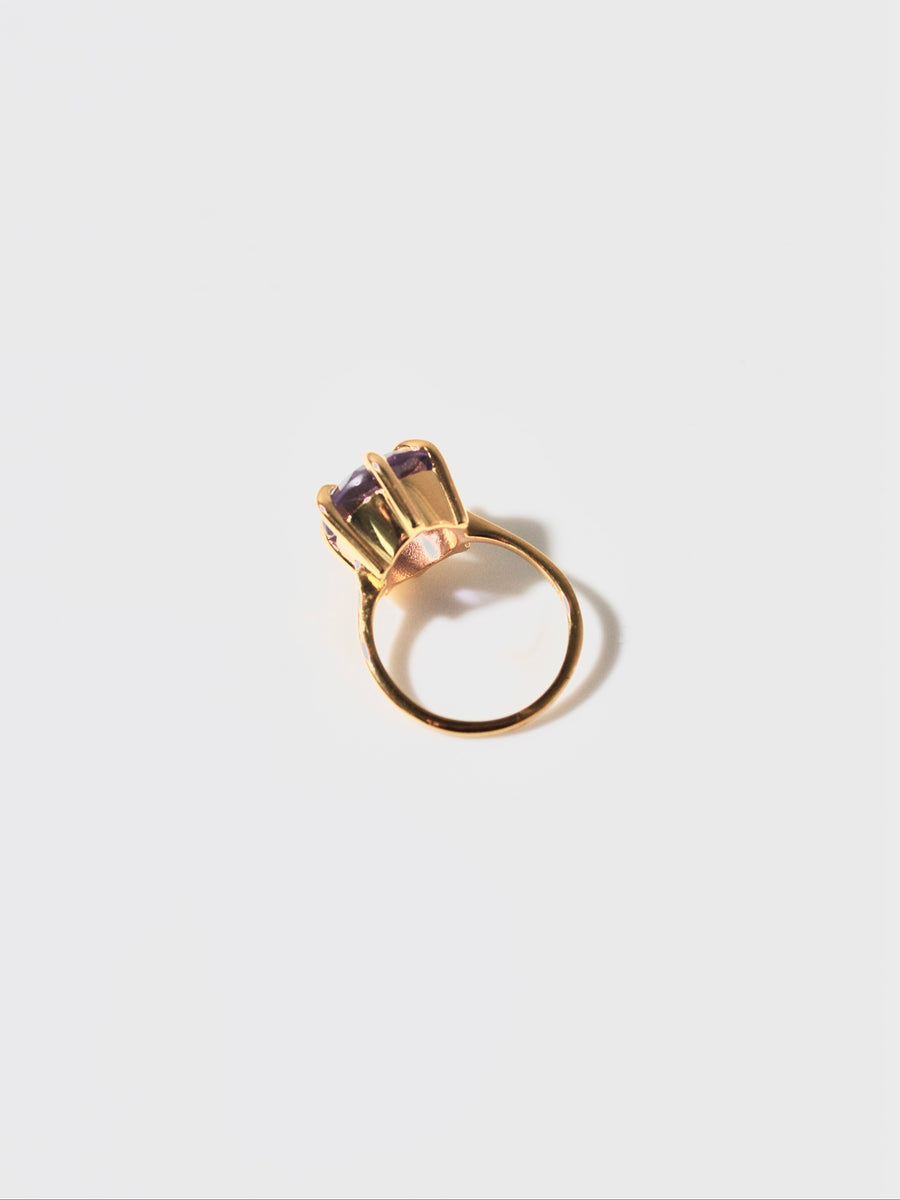 (Pink amethyst/gold) danger star inside ring