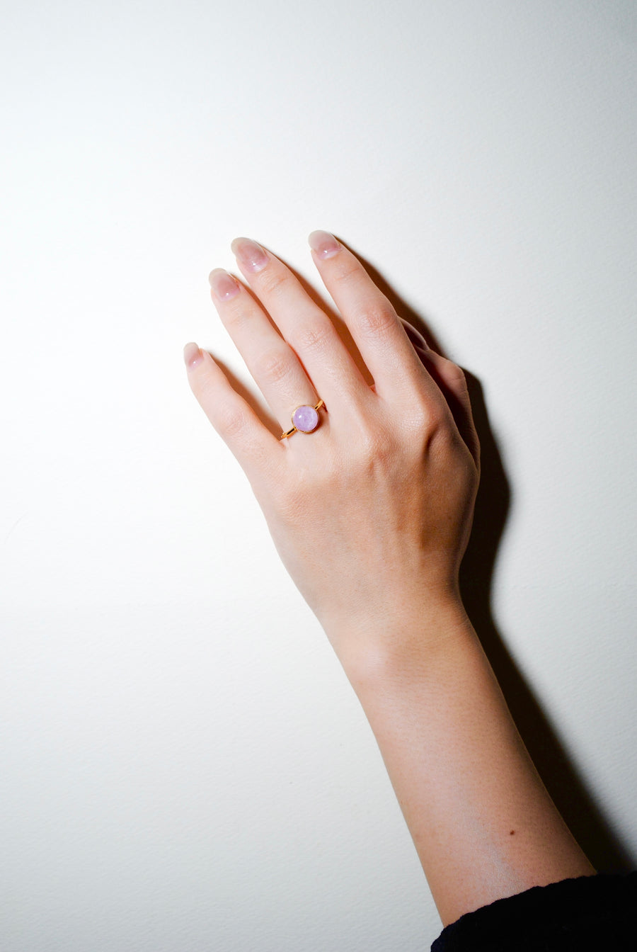 (クンツァイト/gold)simple dot ring
