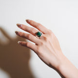 (マラカイト/silver) long heart rough ring