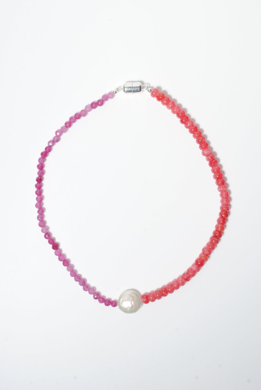 (ピンククオーツ_ルビークオーツ_パール) 2way playful rosary necklace