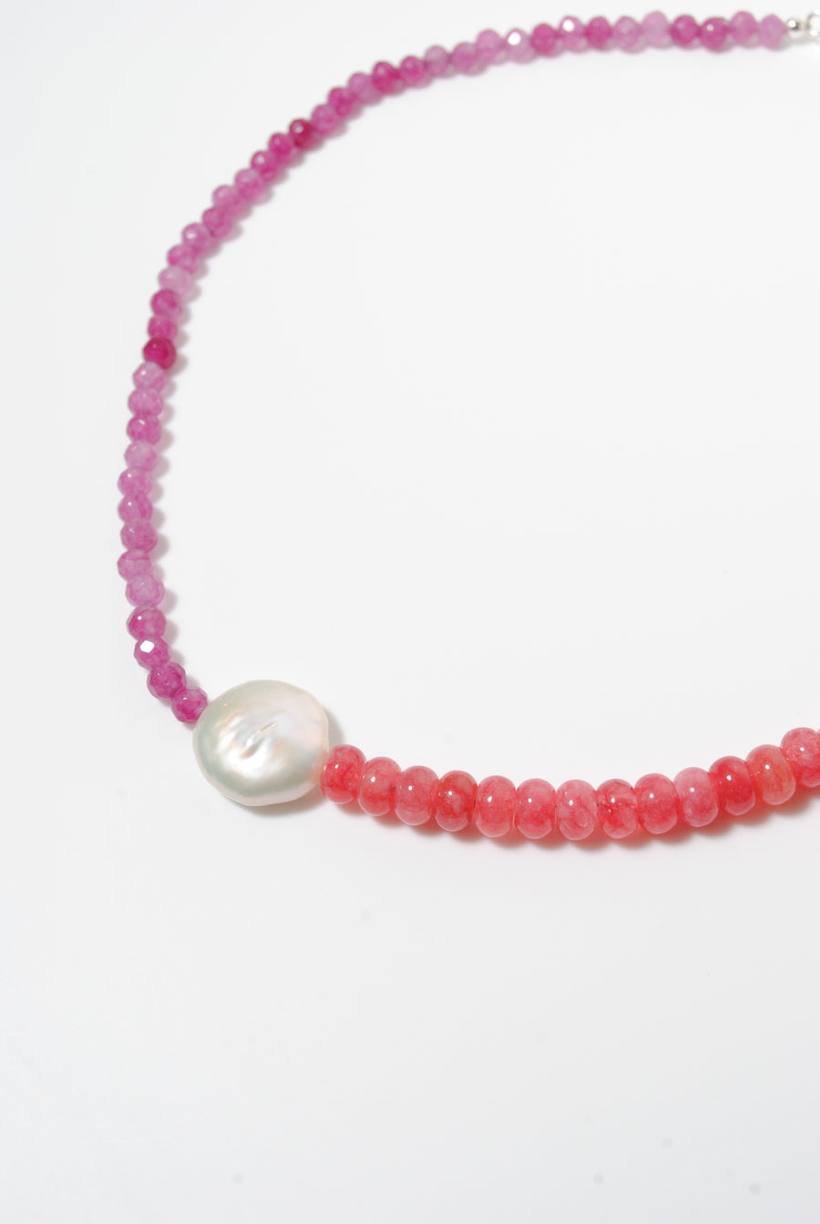 (ピンククオーツ_ルビークオーツ_パール) 2way playful rosary necklace
