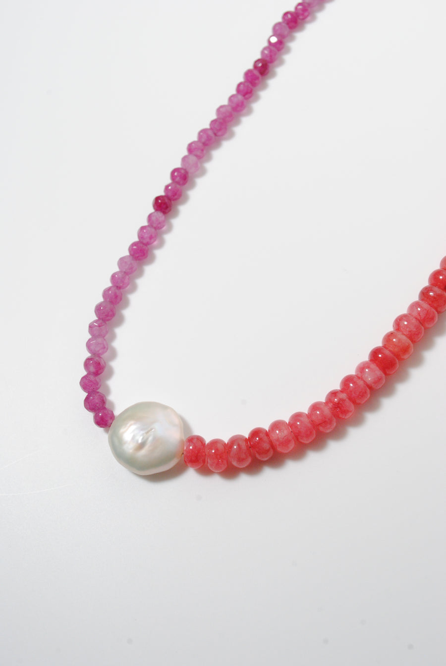 (ピンククオーツ_ルビークオーツ_パール) 2way playful rosary necklace